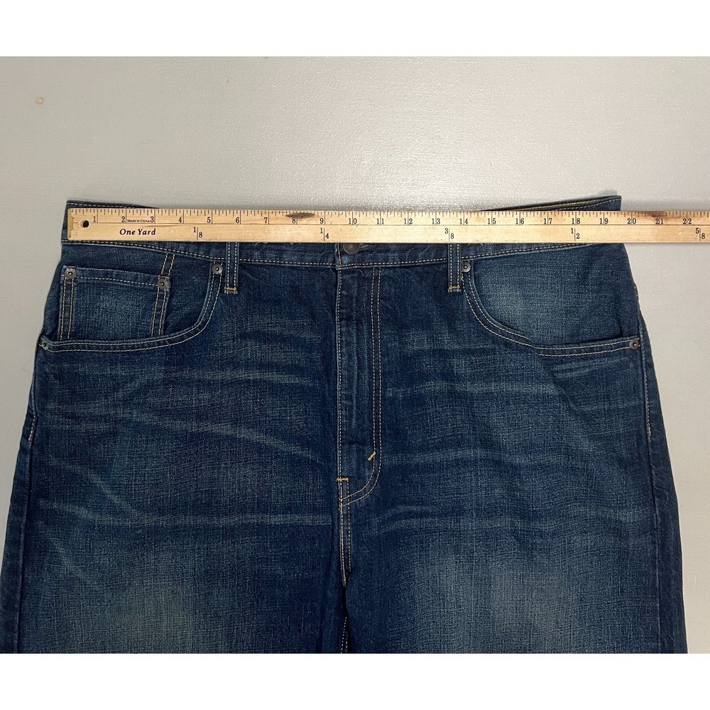 Levis 569 Denim Shorts‎ Mens 38 Jorts Blue Wash Loose Relaxed Baggy Y2K Straight - Picture 7 of 8